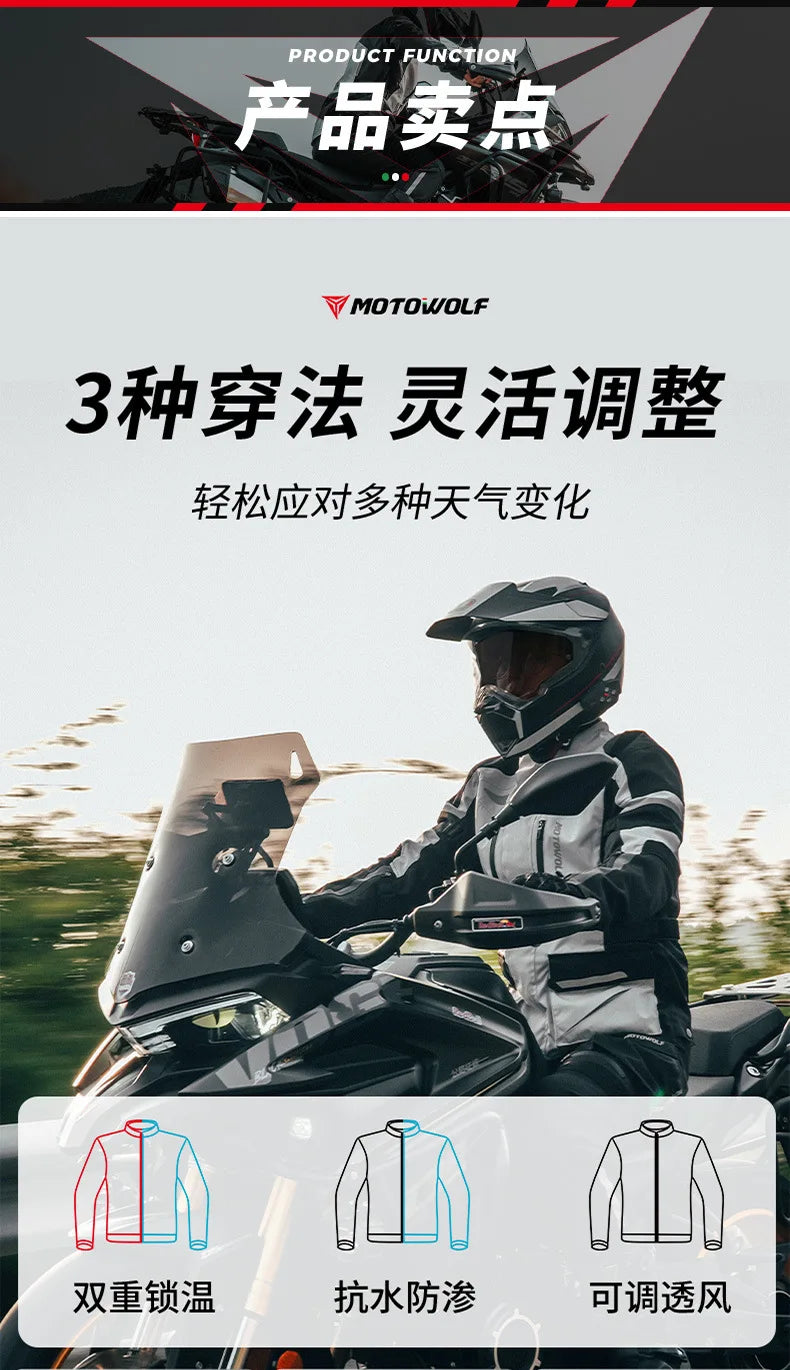 Motorcycle Travel Long-Distance Riding Rally Suit Built-in CE Protective Waterproof Anti-Fall Warm Riding Suit Travel Suit
