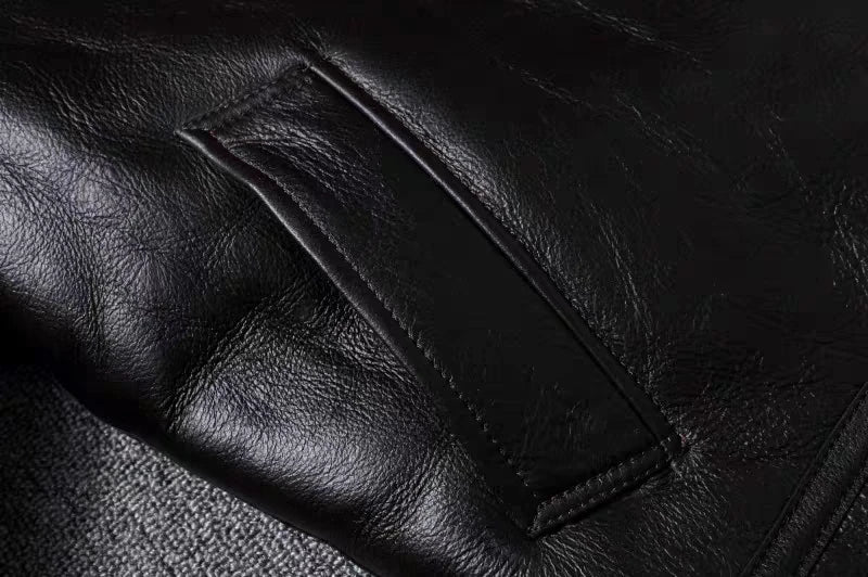 Pure Top Layer Cowhide Motorcycle Suit Leather Jacket Men's Cycling Jacket Slim Fit Stand Collar Short Black Jacket