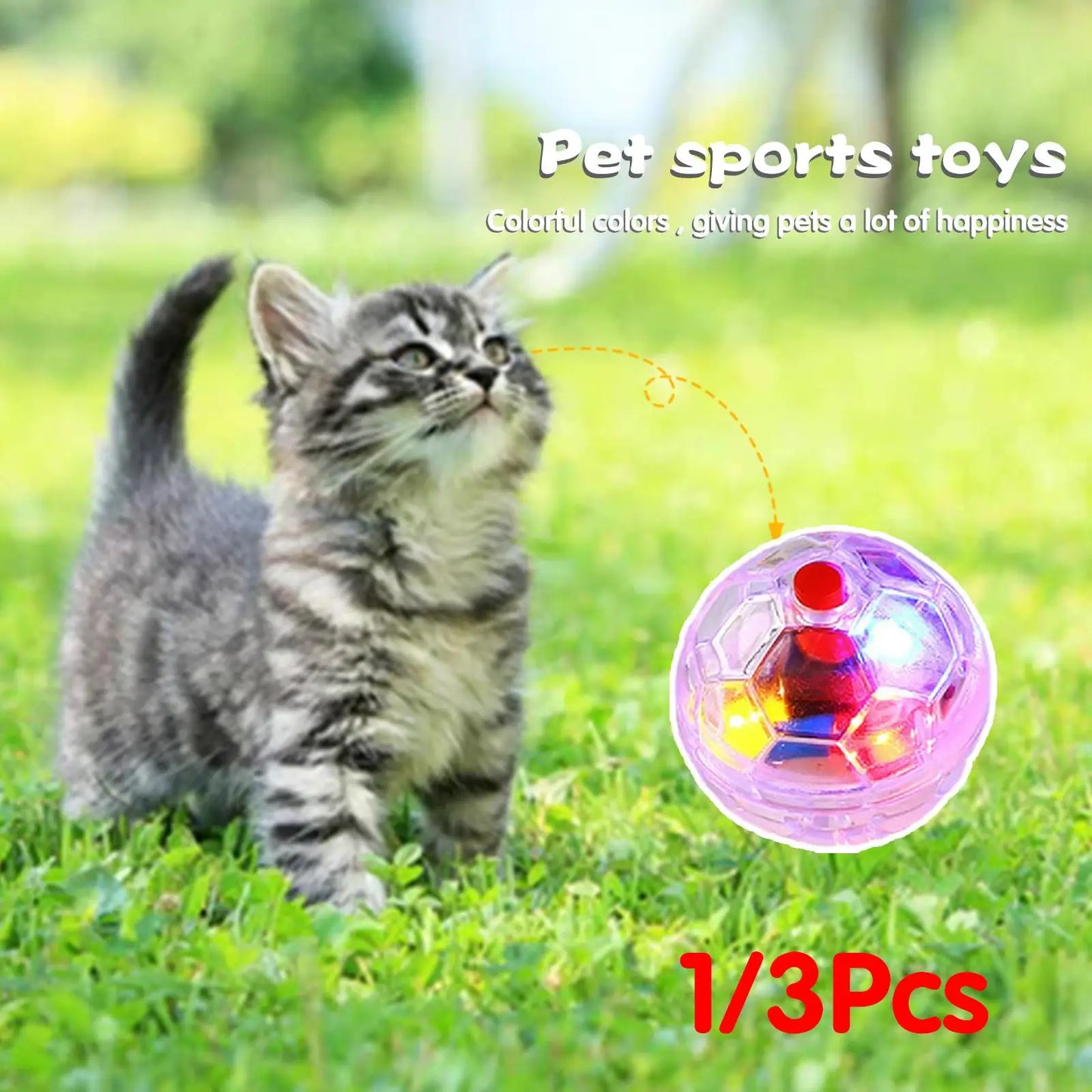 1/3pcs Interactive Cat Ball Toy Flash Paranormal Equipment Pet Motion Toy Hunting Motion Light Up Balls Flash Pet Toy
