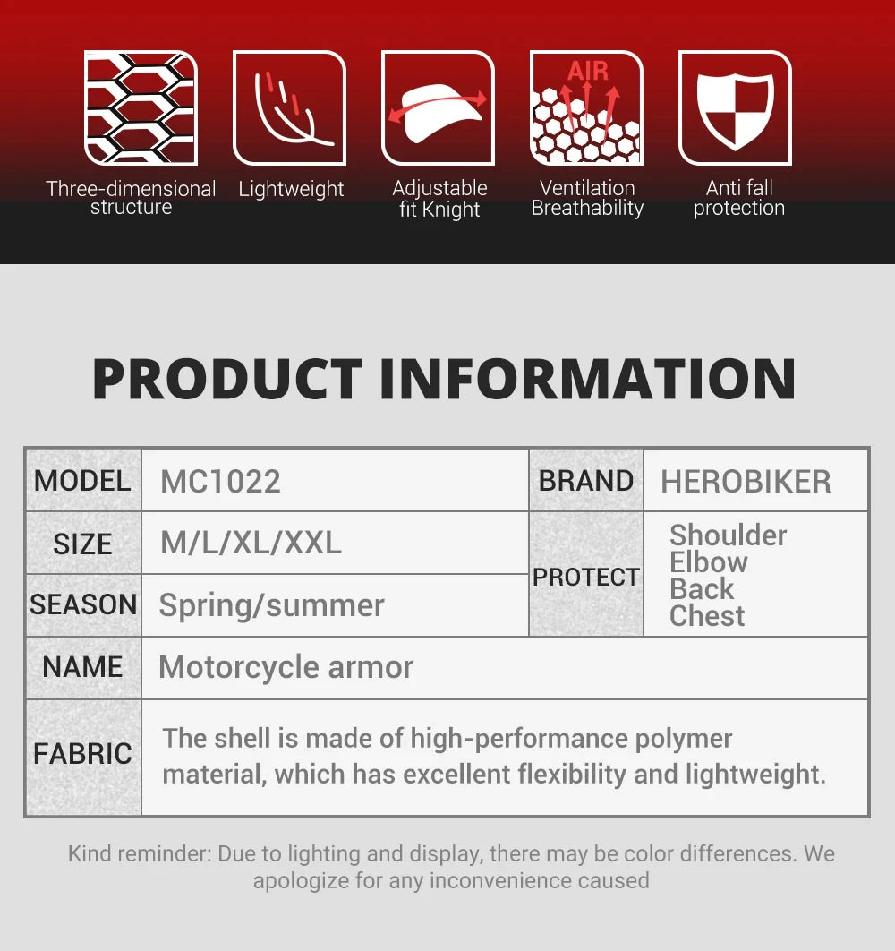 Motorcycle Body Armor Four Seasons Anti-fall Motorbike Riding Armor Full Body Equipment Motocross  Armor Protective Clothing