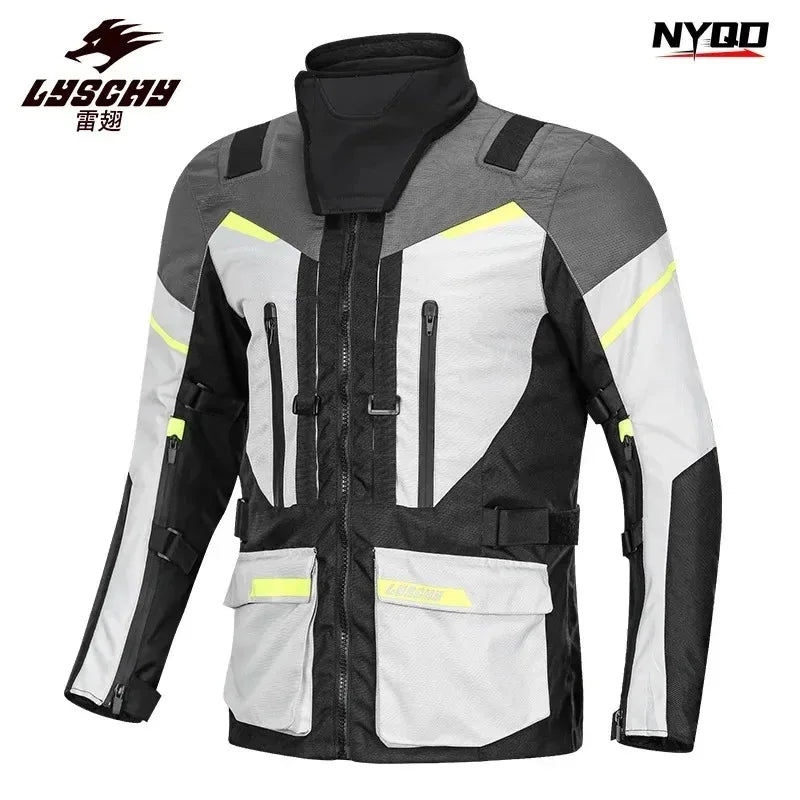 LYSCHY Motorcycle Riding Suit Rally Kit Large Size Drop-proof Waterproof Motorbike Travel Men Four Season Blouson Moto Homme