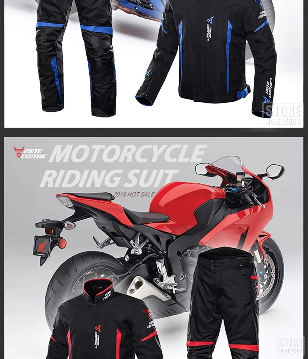 Waterproof Motorcycle Jacket + Pants Suit Summer Winter Body Armor Protective Gear Motocross Jacket Moto Protection Equipment