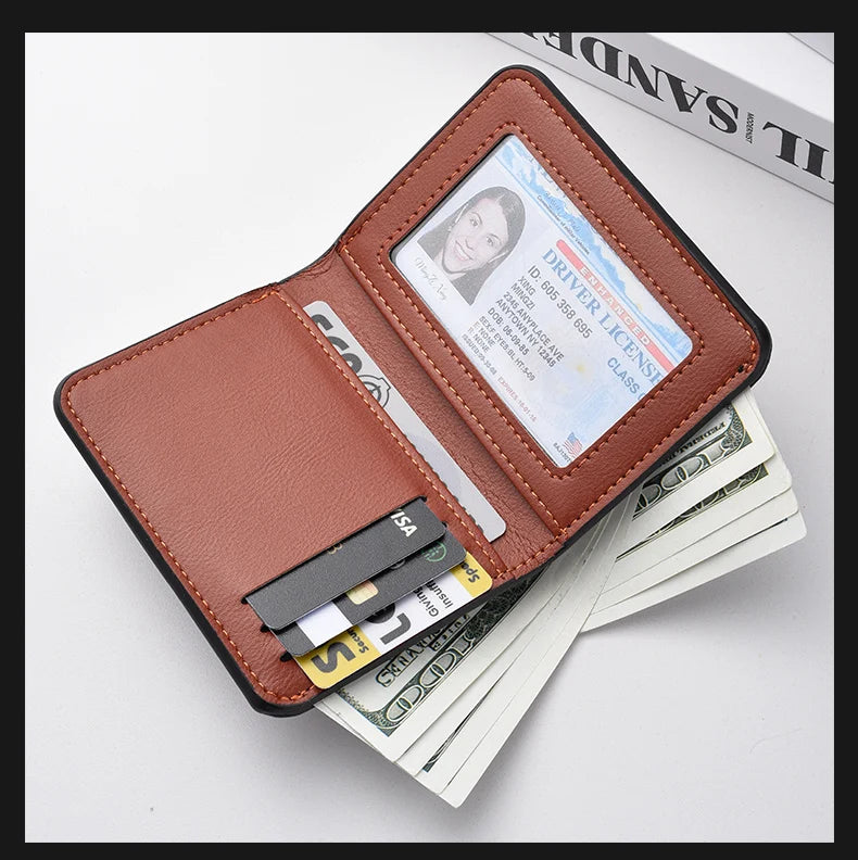 1Pc New Ultra-thin Mini Soft PU Leather Credit Card Wallet Holder Short Vertical High Quality Men's Wallet