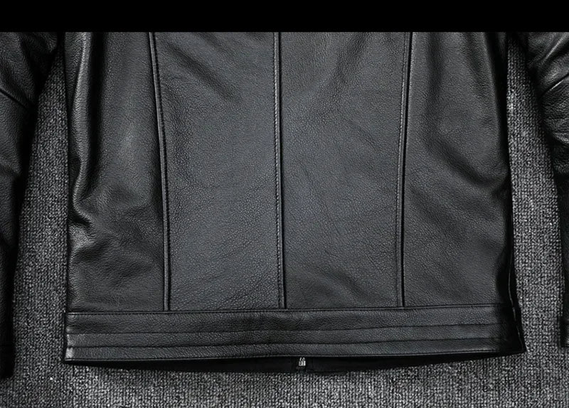 Motorcycle for Men Biker Style Mixed Spinning Slim Cowhide Coat Men  Jackets