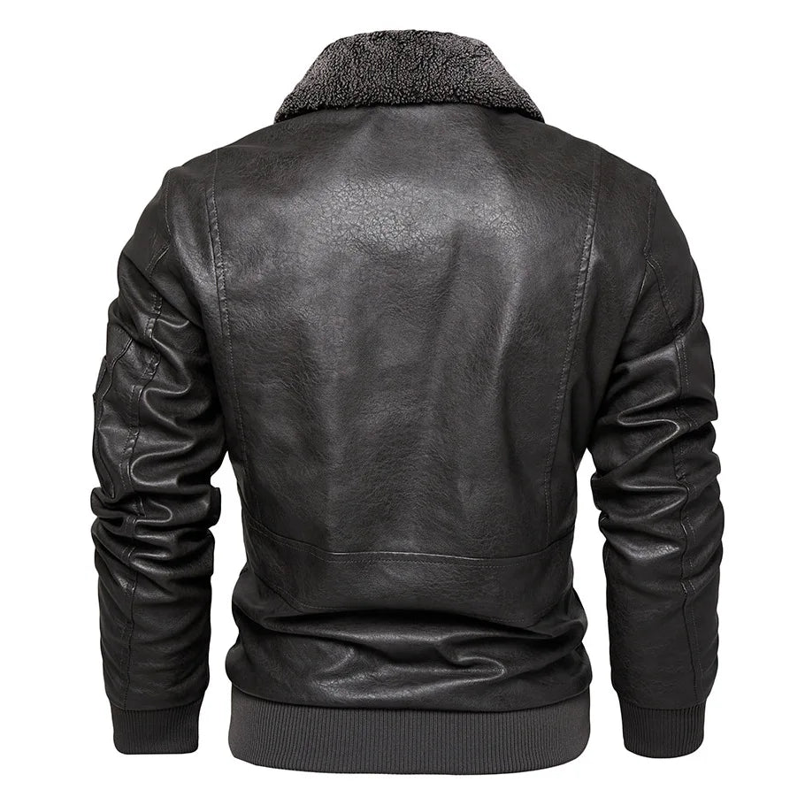 Men's Plus Size New PU Motorcycle Suit with Fleece Leather Jackets for Men Clothing