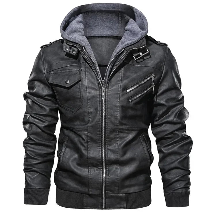 Motorcycle Leather Jackets Casual Fashion Motorcycle Coat Slim Fit Lapel Waterproof Jackets Autumn Anti-wind Leather Coat Male