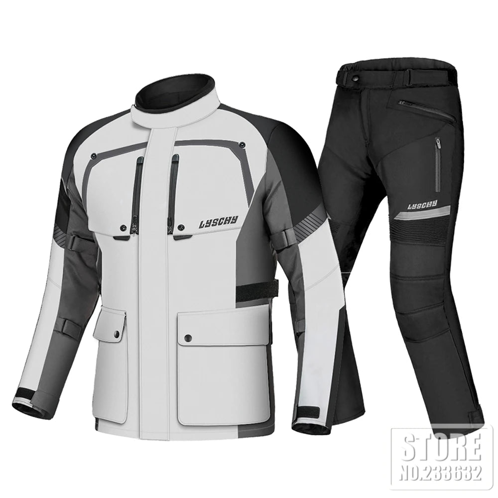 Motorcycle Jacket Pants Suit Men Cold-proof Waterproof Winter Motorbike Riding Moto Jacket Protective Gear Armor Clothing