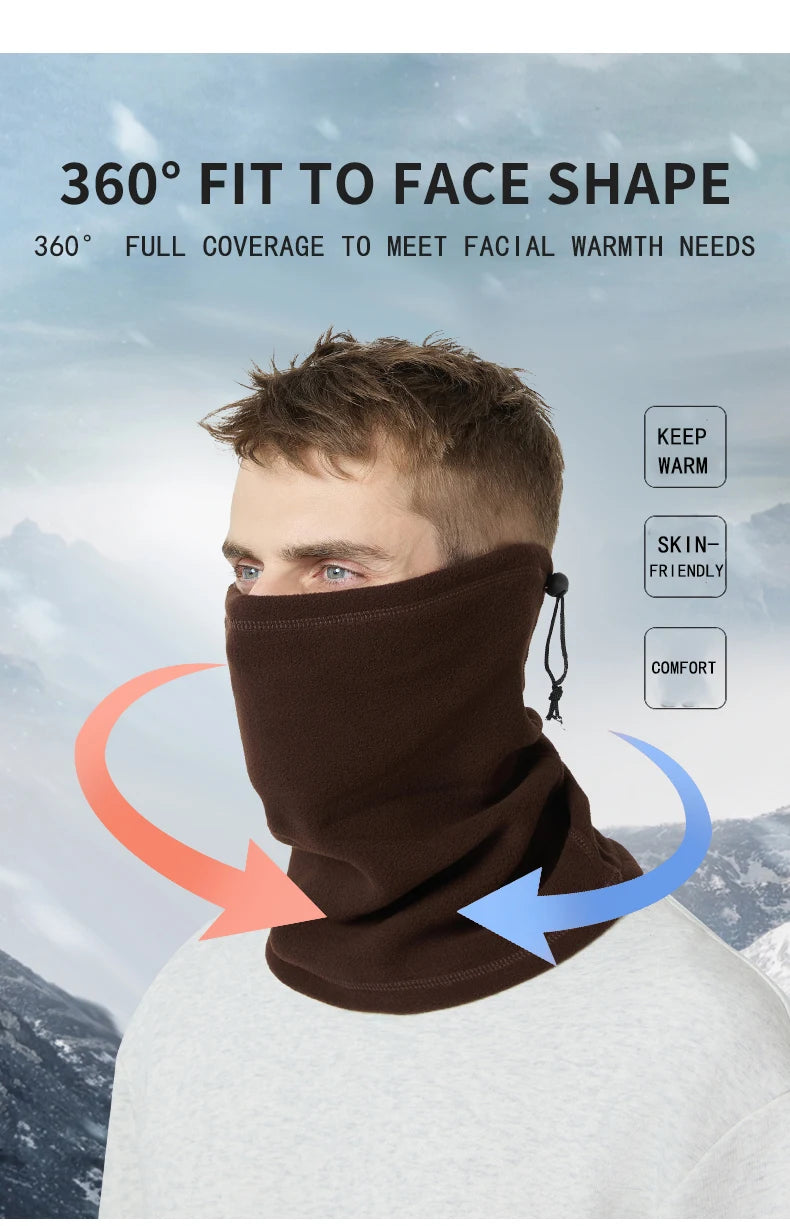 Motorcycle Warm Scarf Fleece Ski Mask Windproof Polar Fleece Cycling Drawstring Thickened Autumn Winter Unisex Face Cover