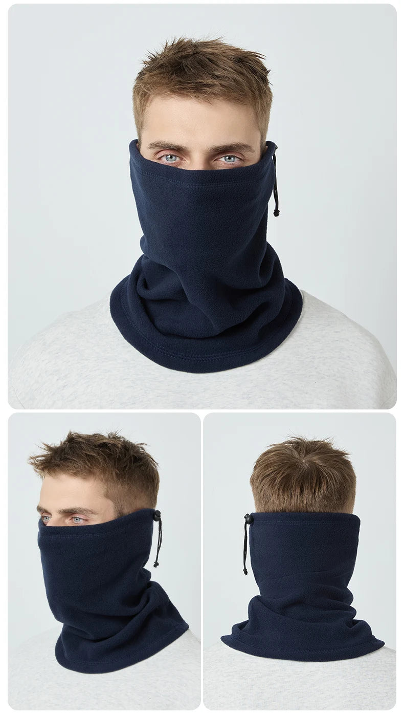 Motorcycle Warm Scarf Fleece Ski Mask Windproof Polar Fleece Cycling Drawstring Thickened Autumn Winter Unisex Face Cover