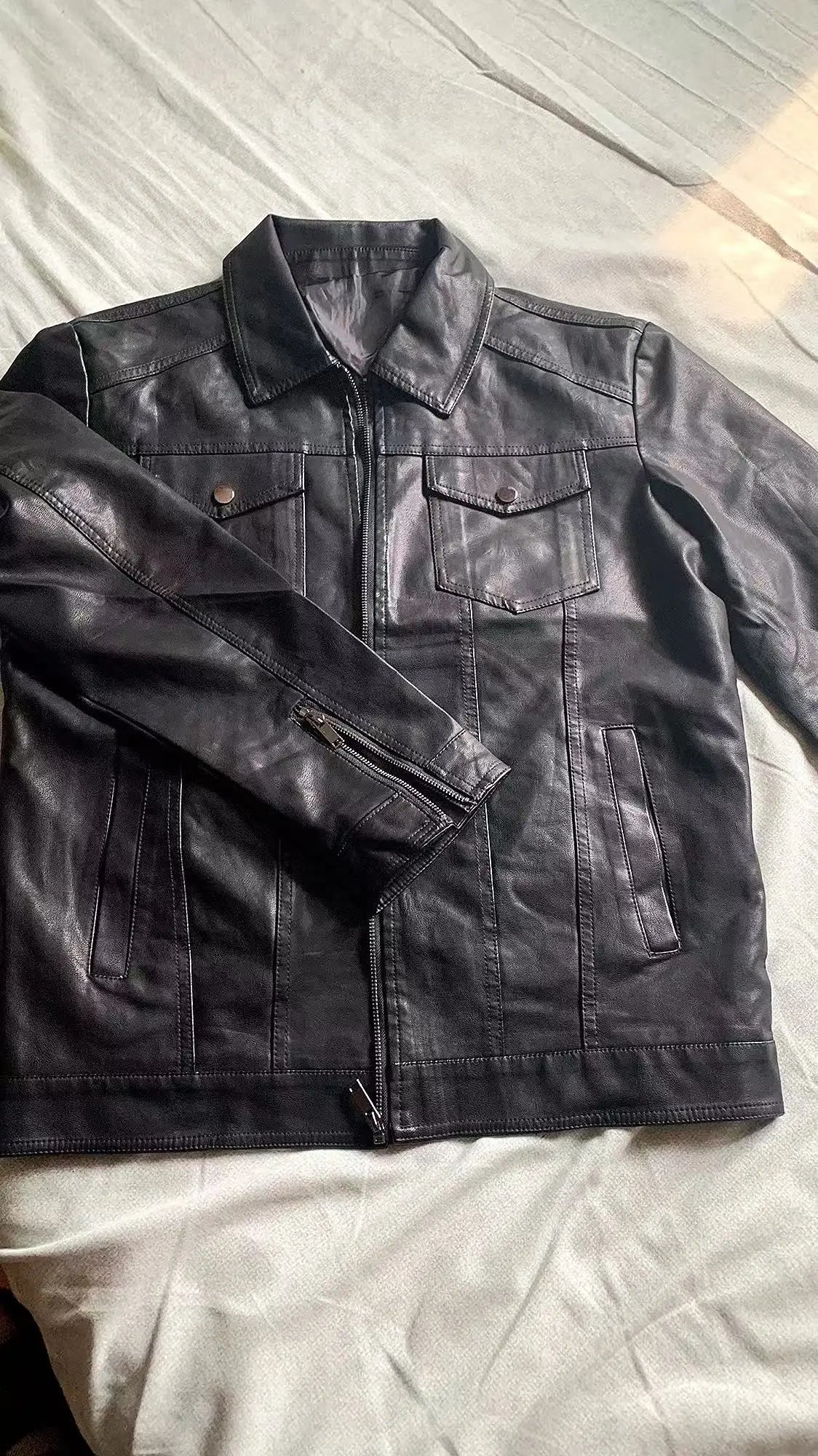 New 2025 Men's Leather Jacket Oversized Slim Motorcycle Biker Suit Autumn/Winter Thickened PU Leathers Waterproof Coat Man