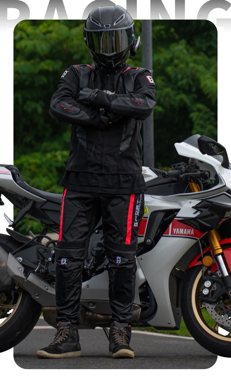 Motorcycle Racing Suit CE Anti Fall Rally Suit Wear-resistant Men's Motorcycle Riding Jacket and Pants Removable Lining