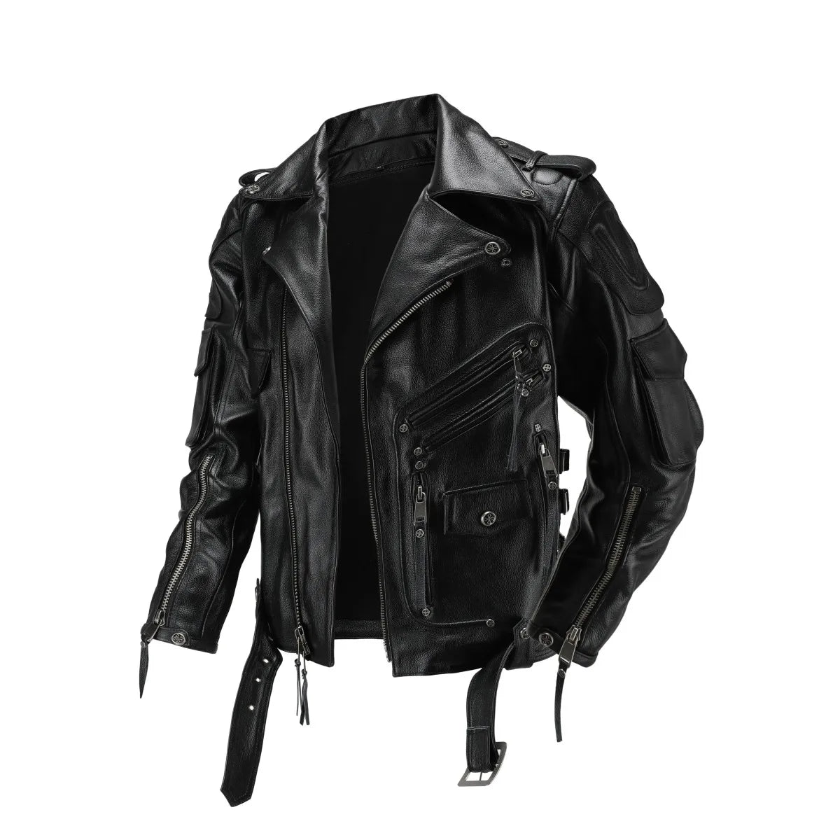 Copersian Men's Natural Leather Motorcycle Jacket Top Layer Causal Vintage Retro Moto Suit Leather Coat  Dropshipping Factory