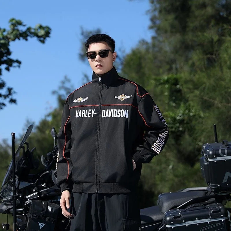 Spring Autumn Thin Racing Embroidered Motorcycle Jacket Cycling Suit Casual Sport Jacket For Harley Davidson Pan Car Accessories
