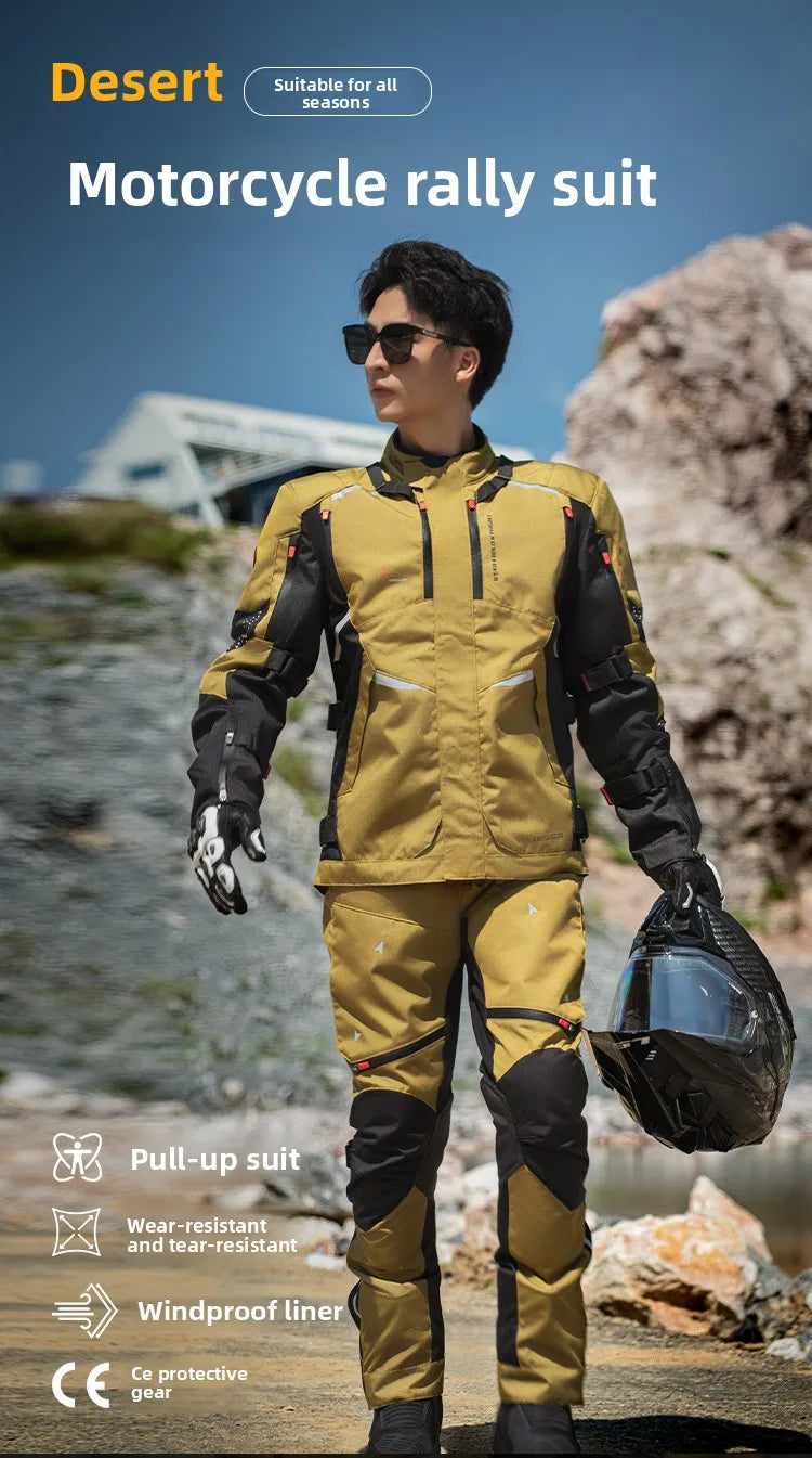 Motorcycle Riding Suit Men Rally Set Autumn Winter Windproof Waterproof Warm and Anti-fall Jacket and Pants M-5XL