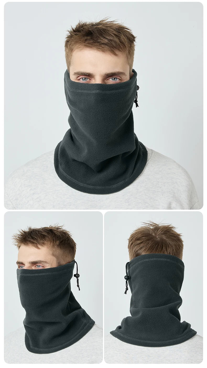 Motorcycle Warm Scarf Fleece Ski Mask Windproof Polar Fleece Cycling Drawstring Thickened Autumn Winter Unisex Face Cover
