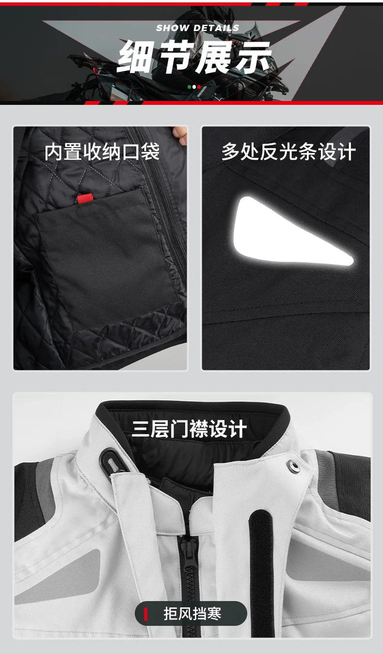 Motorcycle Travel Long-Distance Riding Rally Suit Built-in CE Protective Waterproof Anti-Fall Warm Riding Suit Travel Suit