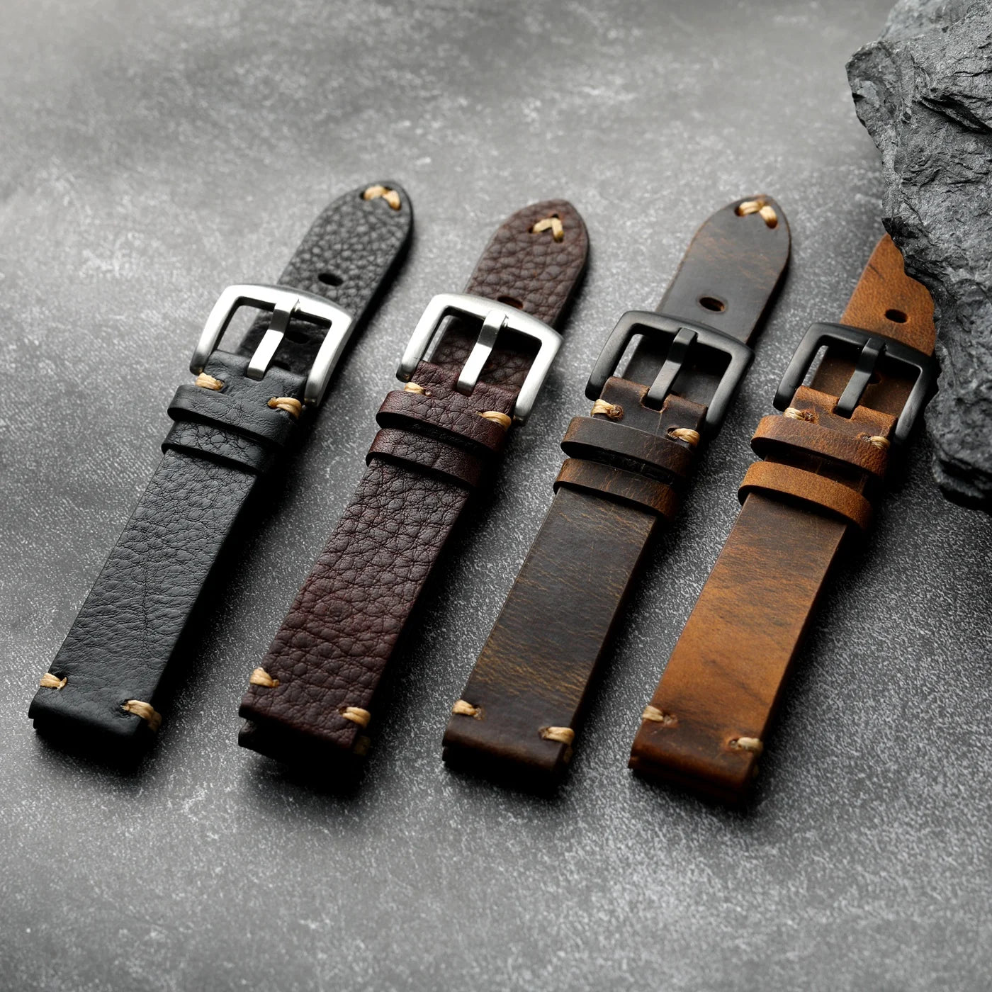 Handmade vintage men's leather strap, 18 19 20 21 22MM brown black soft strap, suitable for mechanical antique sports watches