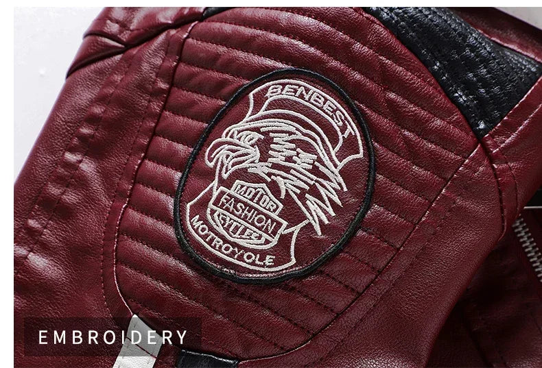 Motorcycle Commuting Racing Suit Men's Outdoor Cycling Coat 2025 Autumn European American Tough Guy Stand Collar Leather Jacket