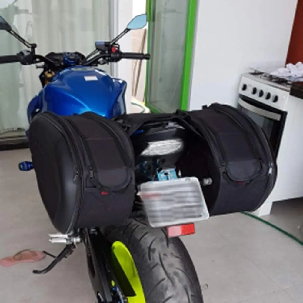 Motorcycle Waterproof Saddle Bag / Motorcycle Side Helmet Riding Travel Bags + Rain Cover One Pair