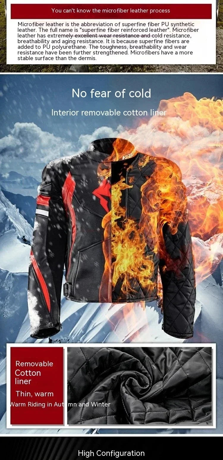 Motorcycle Jacket Male Waterproof Winter Warm Racing Suit Motorcycle Female Windproof Rain and Fall Leather Set