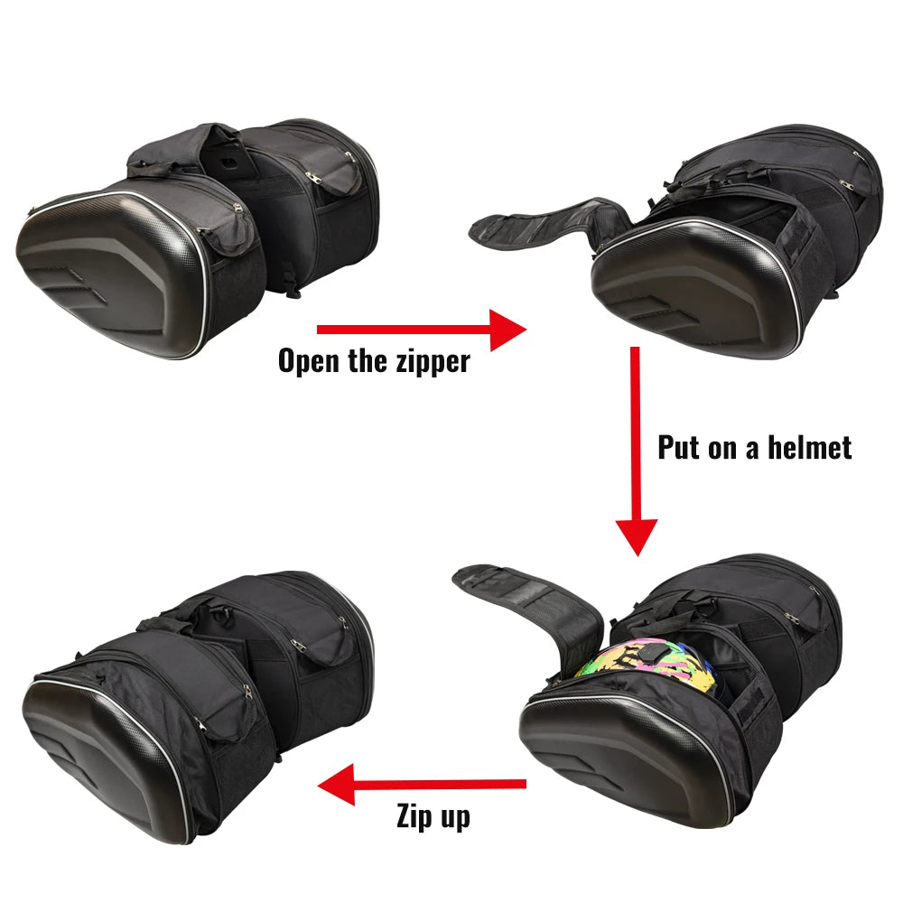 Motorcycle Saddlebags Waterproof Scooter Tail Luggage Suitcase Saddle Bag Motorbike Side Helmet Riding Travel Bags