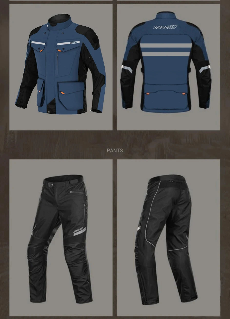 Motorcycle Jacket Pants Suit Men Cold-proof Waterproof Winter Motorbike Riding Moto Jacket Protective Gear Armor Clothing
