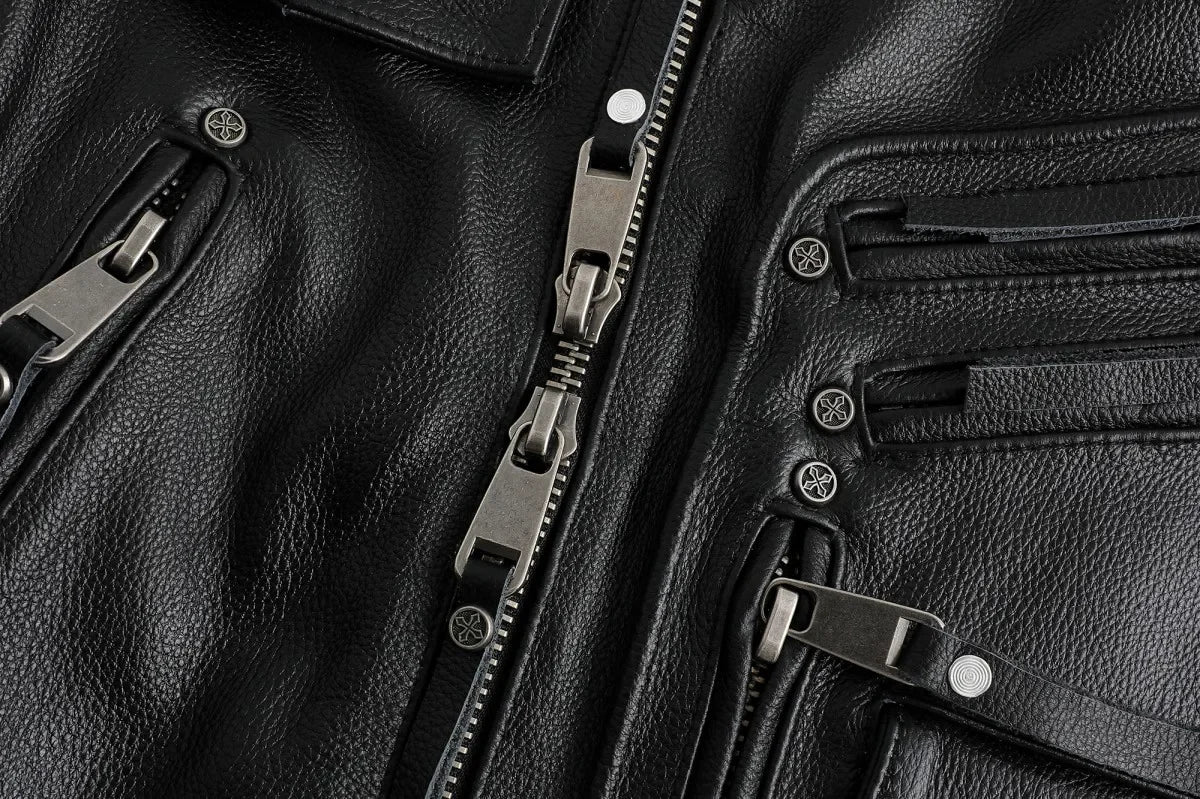 Copersian Men's Natural Leather Motorcycle Jacket Top Layer Causal Vintage Retro Moto Suit Leather Coat  Dropshipping Factory