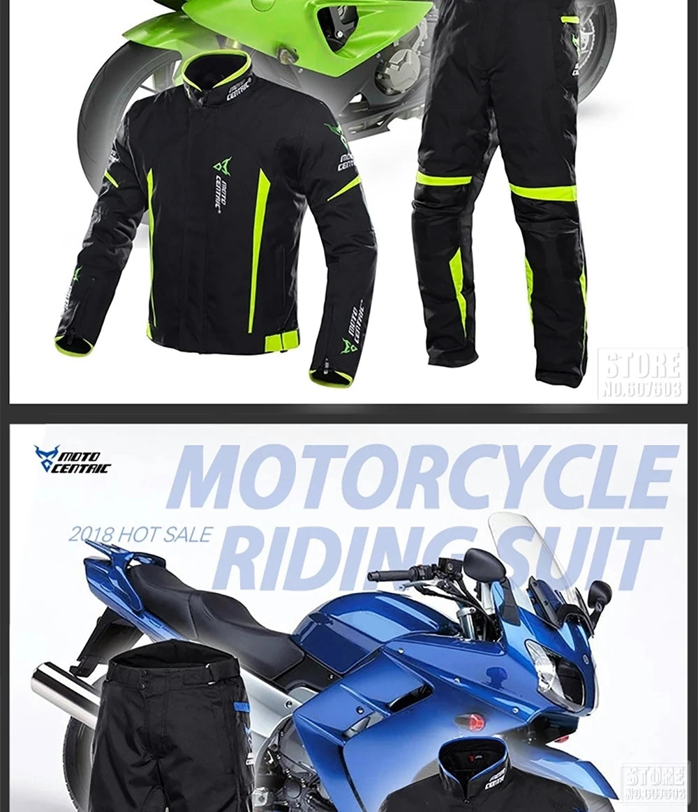 Waterproof Motorcycle Jacket + Pants Suit Summer Winter Body Armor Protective Gear Motocross Jacket Moto Protection Equipment