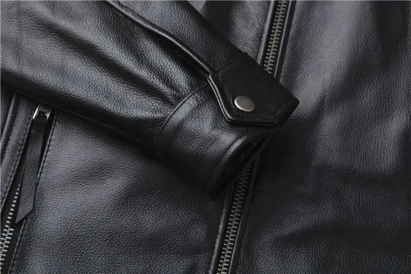 Men's Leather Motorcycle Jacket, Stylish & Sharp Fit, Rugged Biker Design, Free Shipping, Cool & Bold Look for Riders