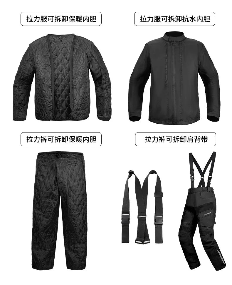 Motorcycle Travel Long-Distance Riding Rally Suit Built-in CE Protective Waterproof Anti-Fall Warm Riding Suit Travel Suit