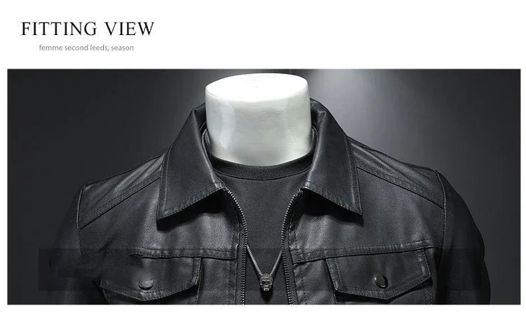 New 2025 Men's Leather Jacket Oversized Slim Motorcycle Biker Suit Autumn/Winter Thickened PU Leathers Waterproof Coat Man