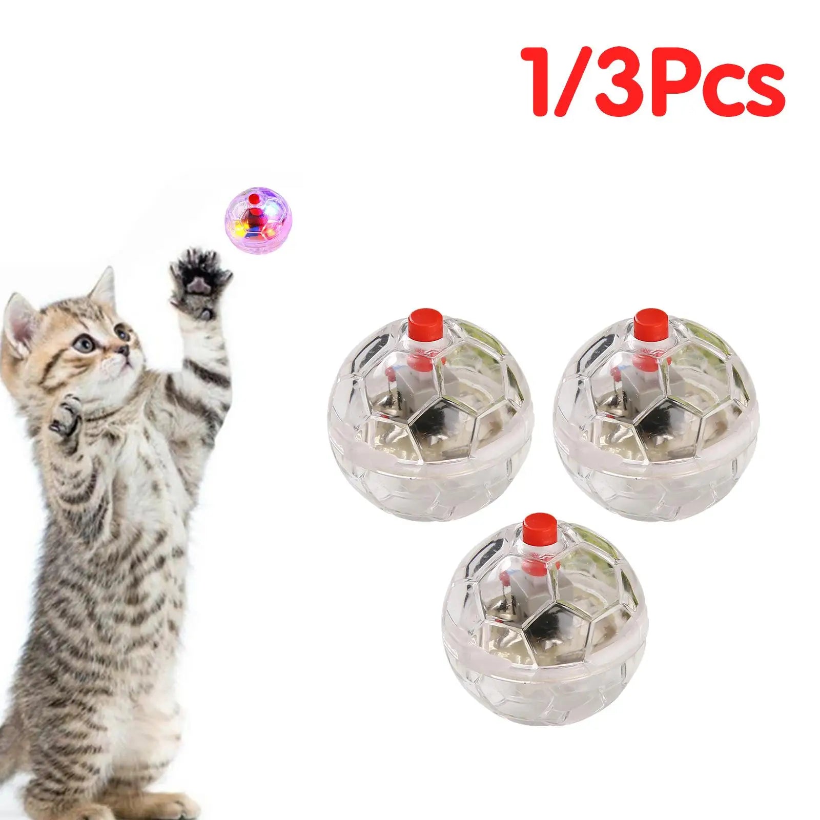 1/3pcs Interactive Cat Ball Toy Flash Paranormal Equipment Pet Motion Toy Hunting Motion Light Up Balls Flash Pet Toy