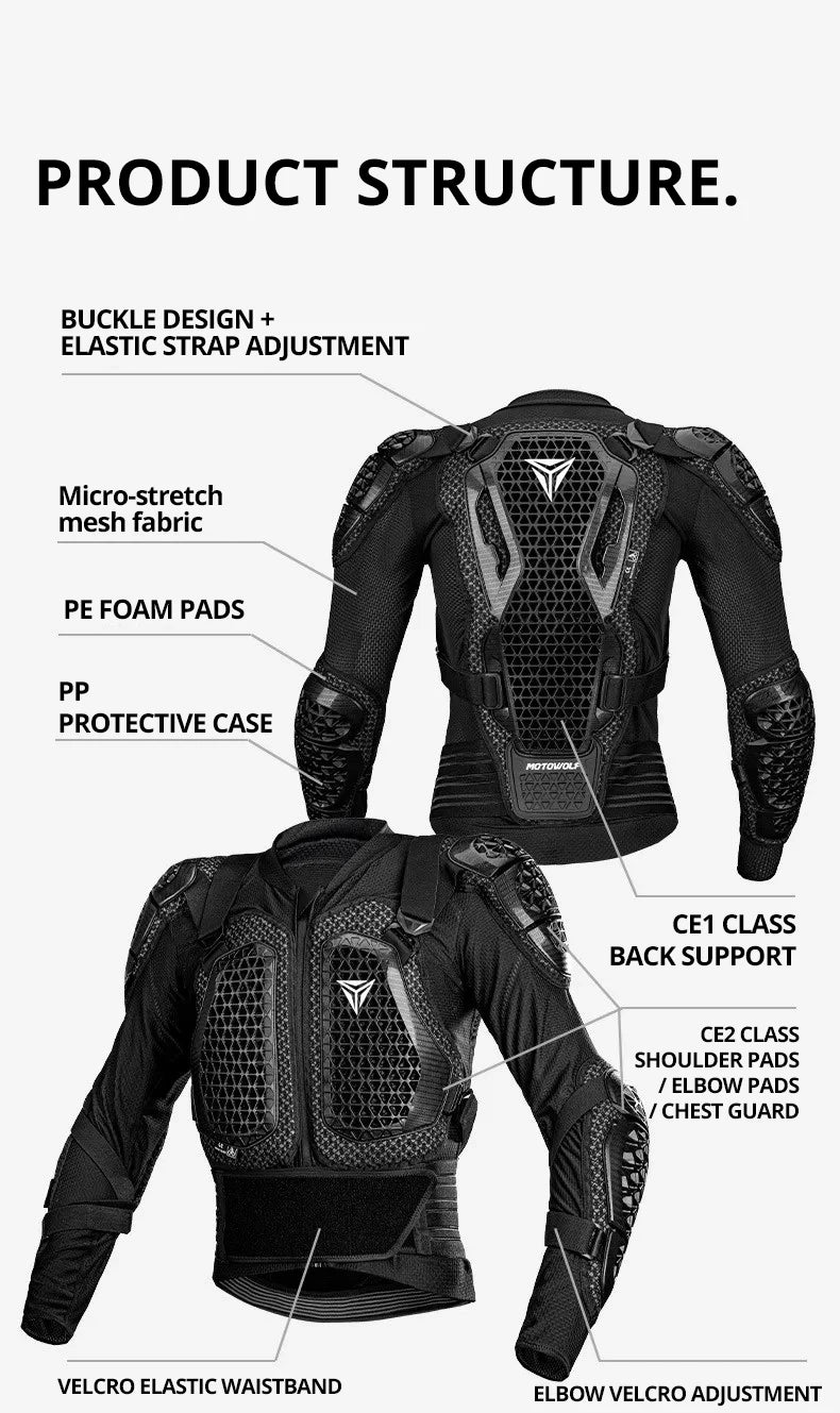 Motorcycle Body Armor Four Seasons Anti-fall Motorbike Riding Armor Full Body Equipment Motocross  Armor Protective Clothing