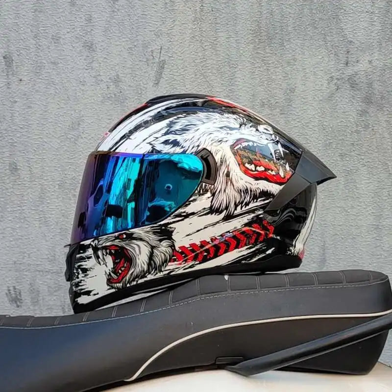 Motorcycle Helmet  four seasons LVS  Professional racing dual lens safety helmet motorcycle full face protector, approved by DOT