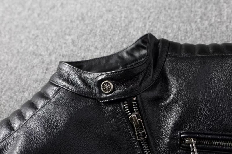 Pure Top Layer Cowhide Motorcycle Suit Leather Jacket Men's Cycling Jacket Slim Fit Stand Collar Short Black Jacket