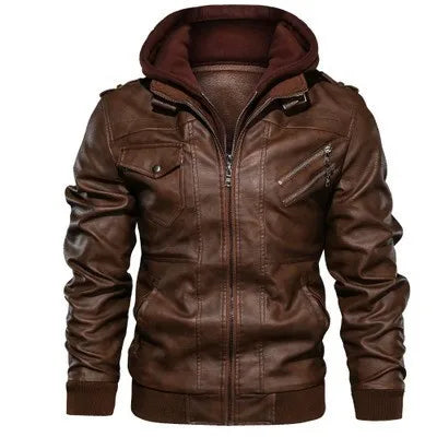 Motorcycle Leather Jackets Casual Fashion Motorcycle Coat Slim Fit Lapel Waterproof Jackets Autumn Anti-wind Leather Coat Male