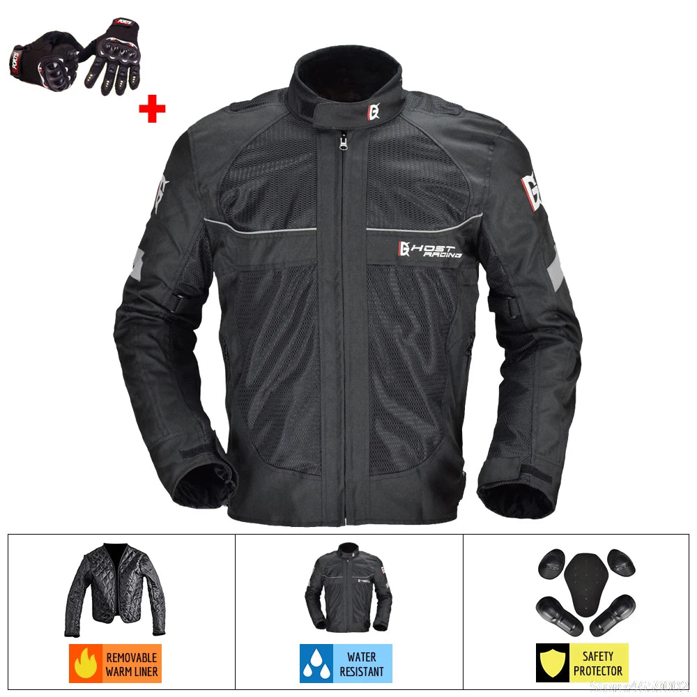 GHOST RACING Motorcycle Jacket Protective Gear Motorbike Riding moto jacket Waterproof windproof Moto Clothing Motorcycle Suits
