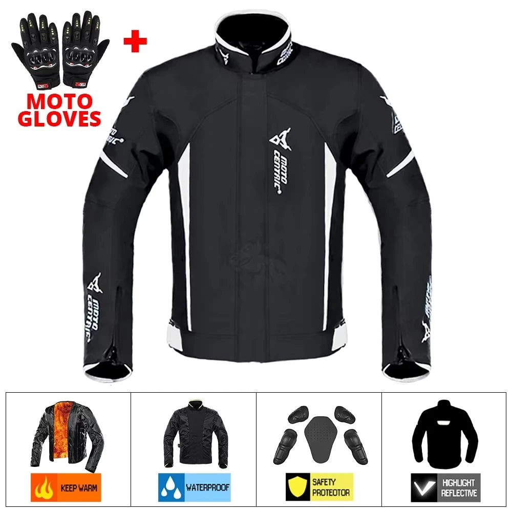 Waterproof Motorcycle Jacket + Pants Suit Summer Winter Body Armor Protective Gear Motocross Jacket Moto Protection Equipment