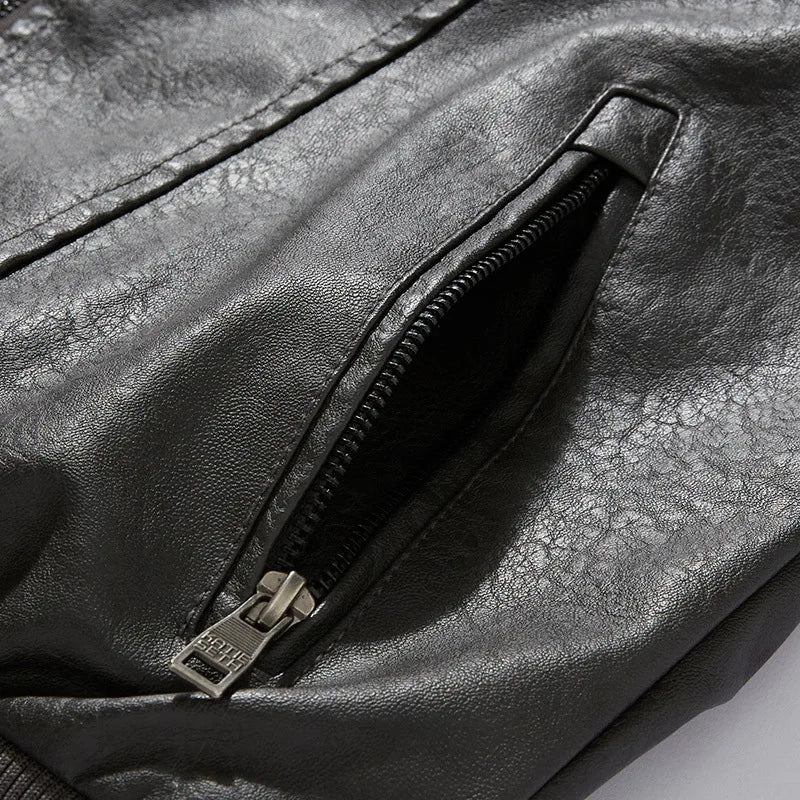 Men's Plus Size New PU Motorcycle Suit with Fleece Leather Jackets for Men Clothing