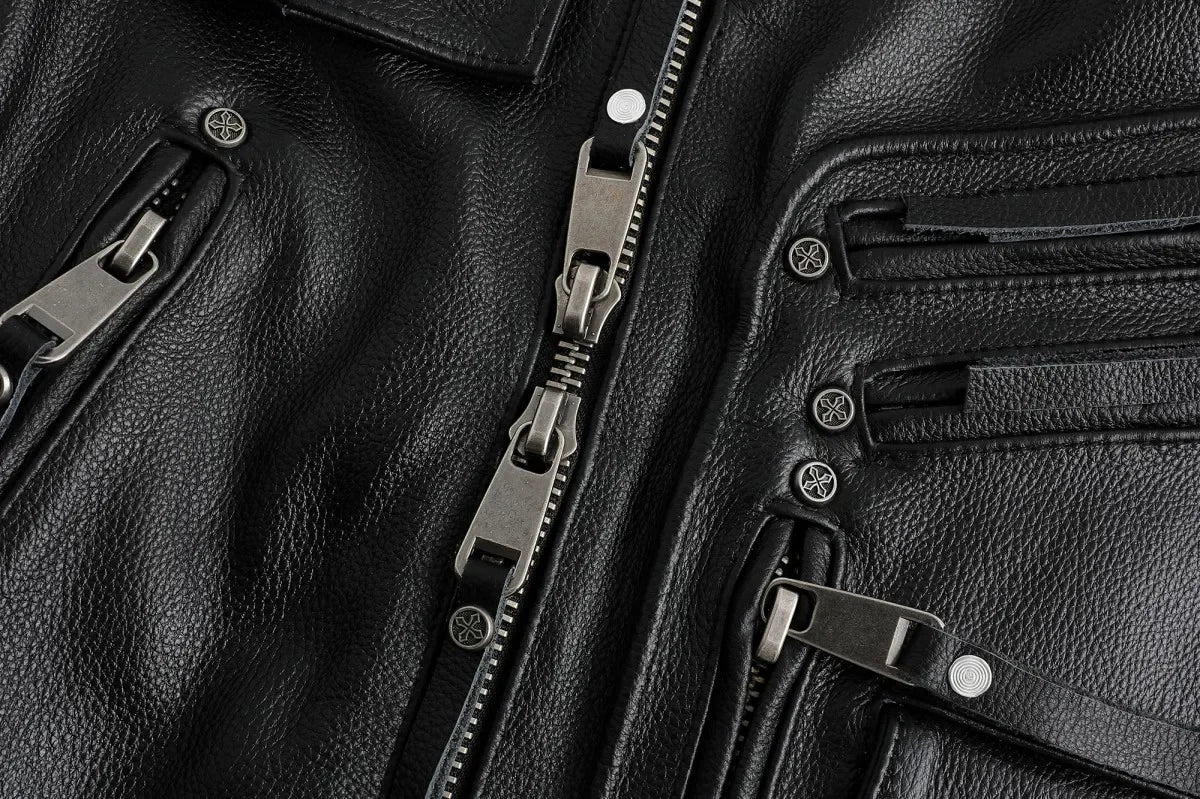 Men's Natural Leather Motorcycle Jacket Top Layer Causal Vintage Retro Moto Suit Leather Coat  Dropshipping