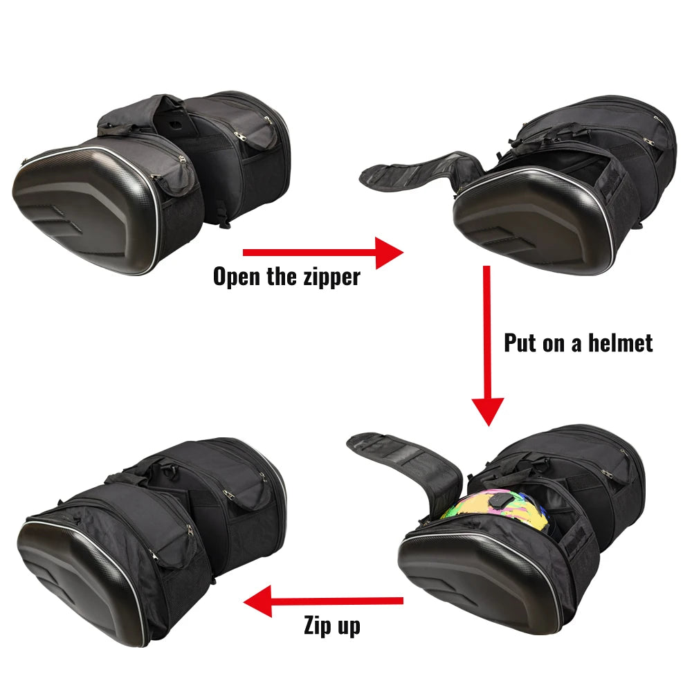 Motorcycle Accessories Waterproof Racing Race Helmet Travel Bags Suitcase Saddlebags Luggage Rear Seat Side Bag With Raincoat