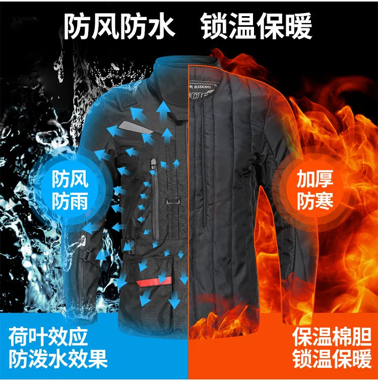 LYSCHY Motorcycle Riding Suit Rally Kit Large Size Drop-proof Waterproof Motorbike Travel Men Four Season Blouson Moto Homme