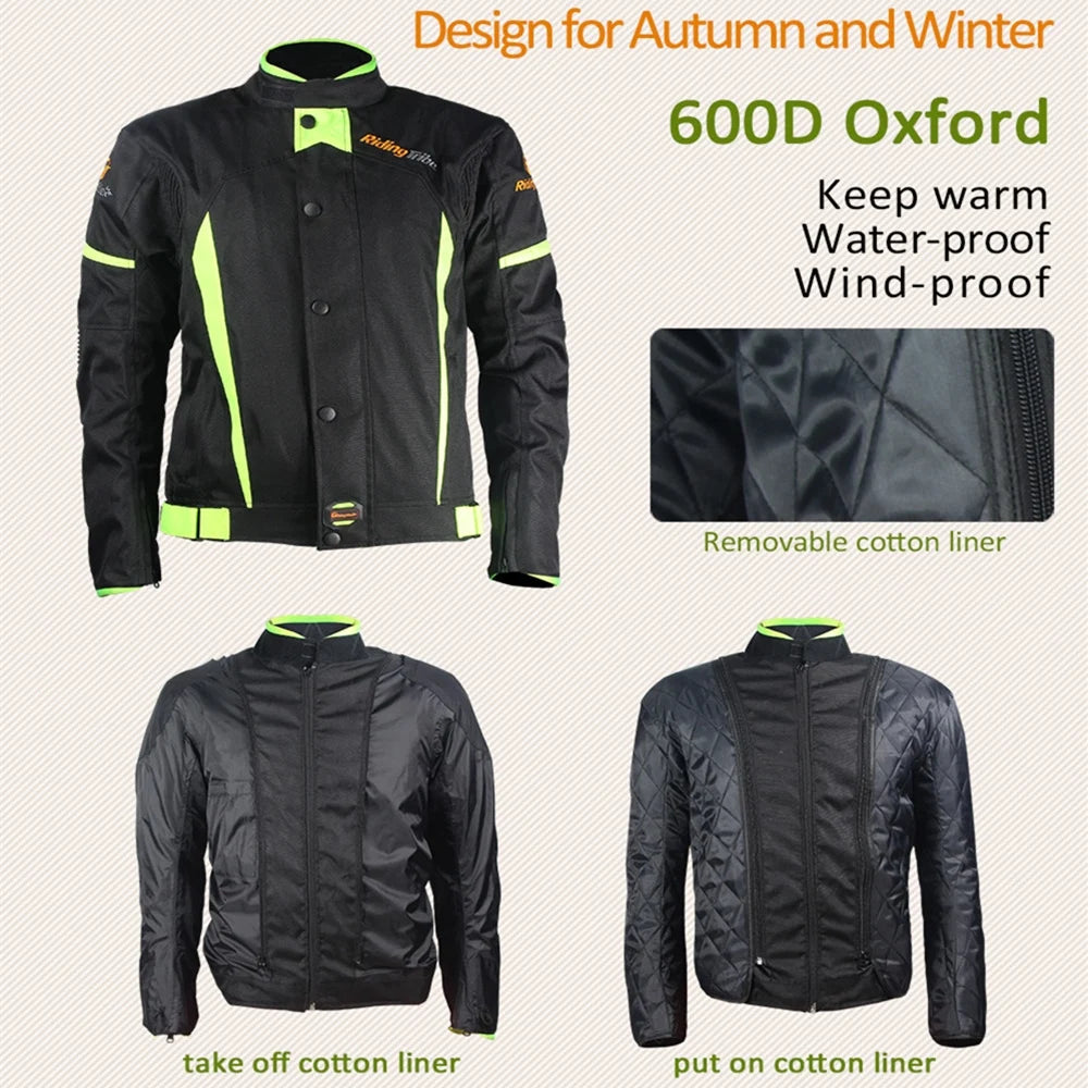 Motorcycle Jacket Men Woman Summer Winter Motorbike Riding Coat Reflective Breathable Waterproof Warm Protective Suit JK-21