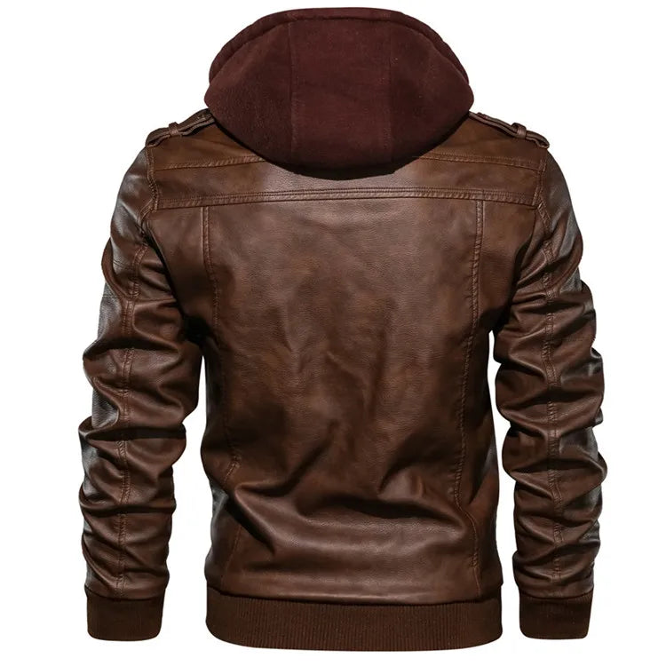Motorcycle Leather Jackets Casual Fashion Motorcycle Coat Slim Fit Lapel Waterproof Jackets Autumn Anti-wind Leather Coat Male