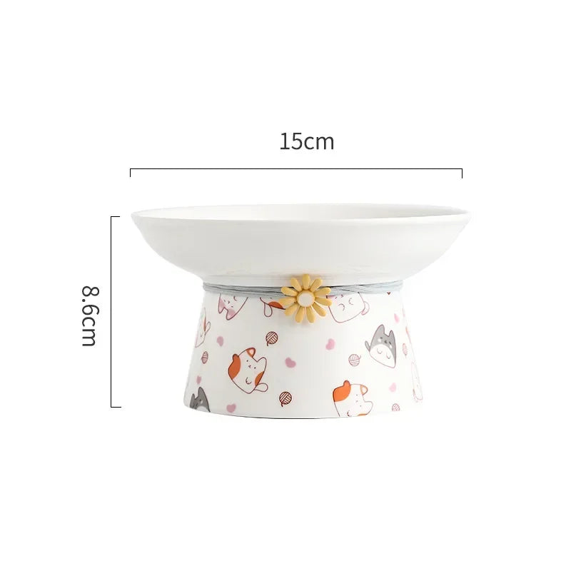 Cat Elevated Ceramic Bowl Pet Food Water Feeders Raised Puppy Dogs Drinking Eating Bowls