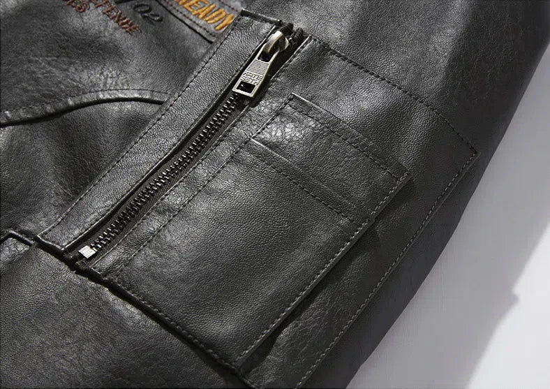 Men's Plus Size New PU Motorcycle Suit with Fleece Leather Jackets for Men Clothing