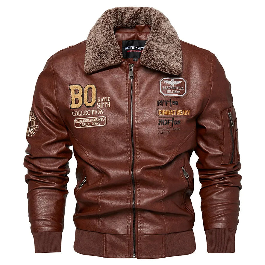 Men's Plus Size New PU Motorcycle Suit with Fleece Leather Jackets for Men Clothing