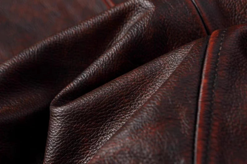 Pure Top Layer Cowhide Motorcycle Suit Leather Jacket Men's Cycling Jacket Slim Fit Stand Collar Short Black Jacket