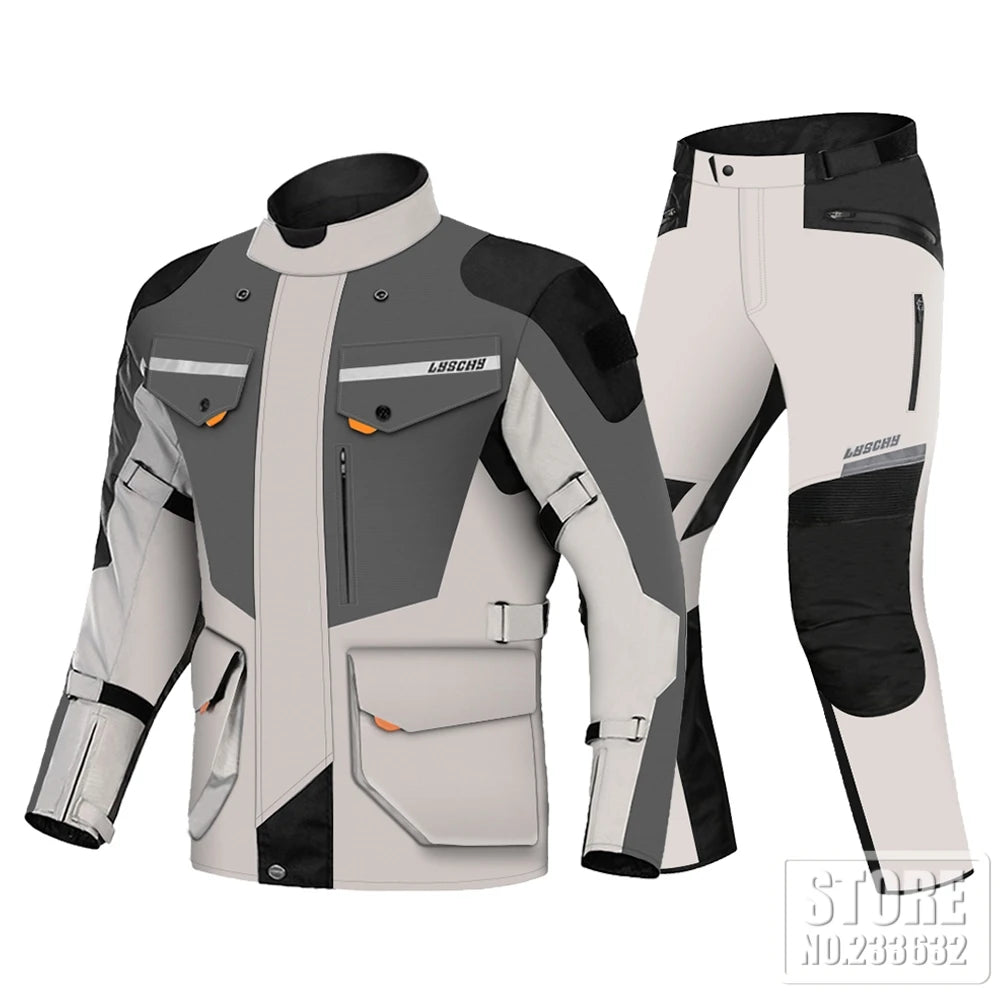 Motorcycle Jacket Pants Suit Men Cold-proof Waterproof Winter Motorbike Riding Moto Jacket Protective Gear Armor Clothing