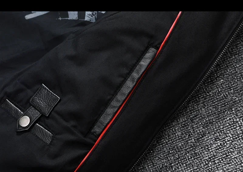 Motorcycle for Men Biker Style Mixed Spinning Slim Cowhide Coat Men  Jackets